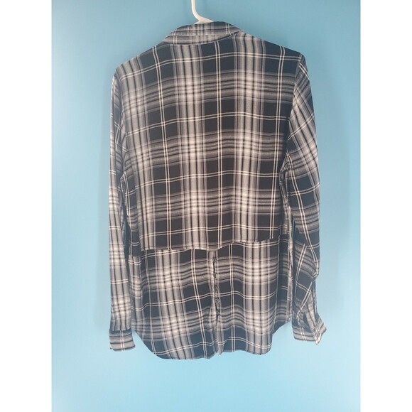 Eddie Bauer Lg Tunic Plaid Button Back Hem Long Sleeved Lightweight Viscose - Picture 4 of 12